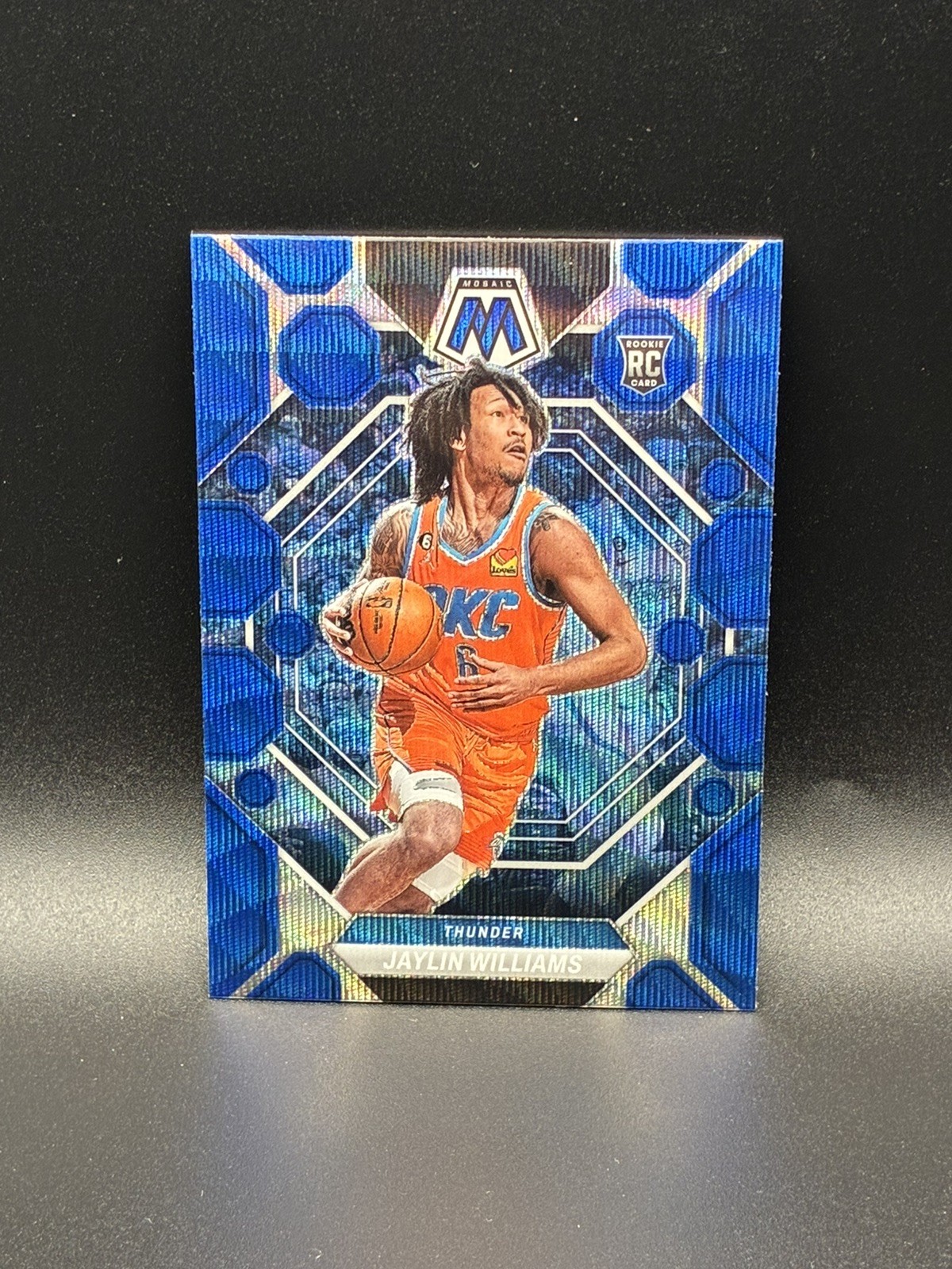 Jaylin Williams 2022-23 Panini Mosaic Blue Wave Mosaic Prizm RC #241 Thunder