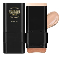 Concealer Foundation Stick,2 in 1 Long-Lasting Concealer Contour Stick with Brus