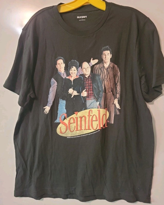 New Old Navy "SEINFELD" 90's Sitcom Mens/Unisex T-shirt, Large, Cast of 4, Black