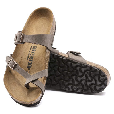 Birkenstock Mayari Birko-Flor Leather Women's Toe Loop Sandals Wide Mocha/Black