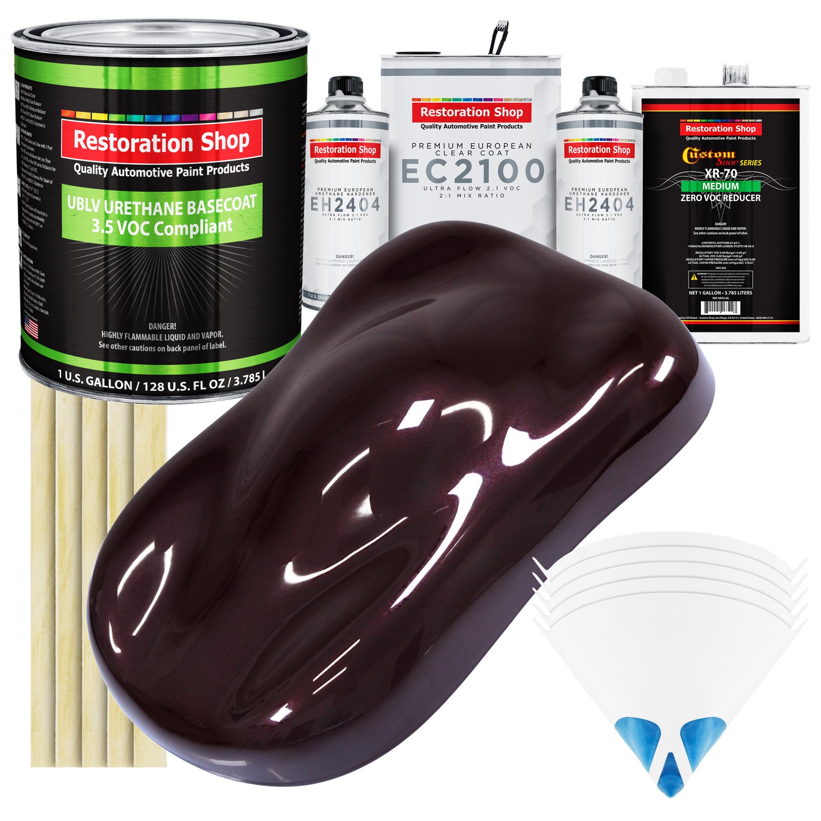 Black Cherry Pearl LOW VOC Urethane Basecoat Gallon Kit & European Clear Coat