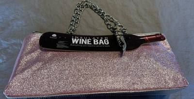 Wine Not Insulated Bag In Pink Glitter By Wild Eye Design-with Corkscrew NWT