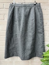 Vintage Gray Wool Blend Front 27  Button Pocket Pencil Skirt