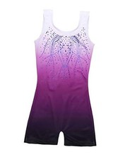 Kid Girls Gymnastic Leotard Sparkly Shiny Diamond 6-7 Years Shiny Purple