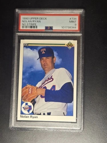 Nolan Ryan #734 1990 Upper Deck (No Stripe) - PSA 9 NICE CARD!!!