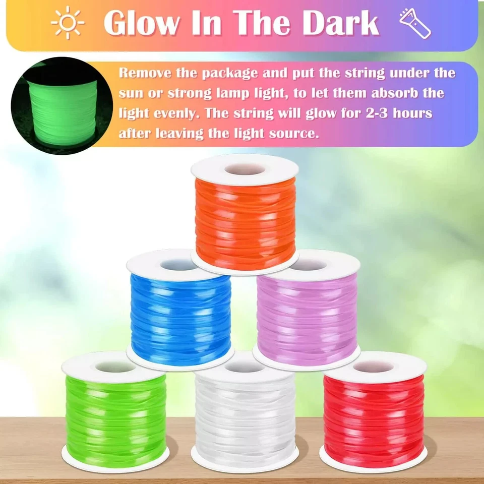 Kit de cuerdas de cordón, paquete de 6 cordones de plástico brillante en la oscuridad cordón de cuerda Gimp Foto 3 de 4