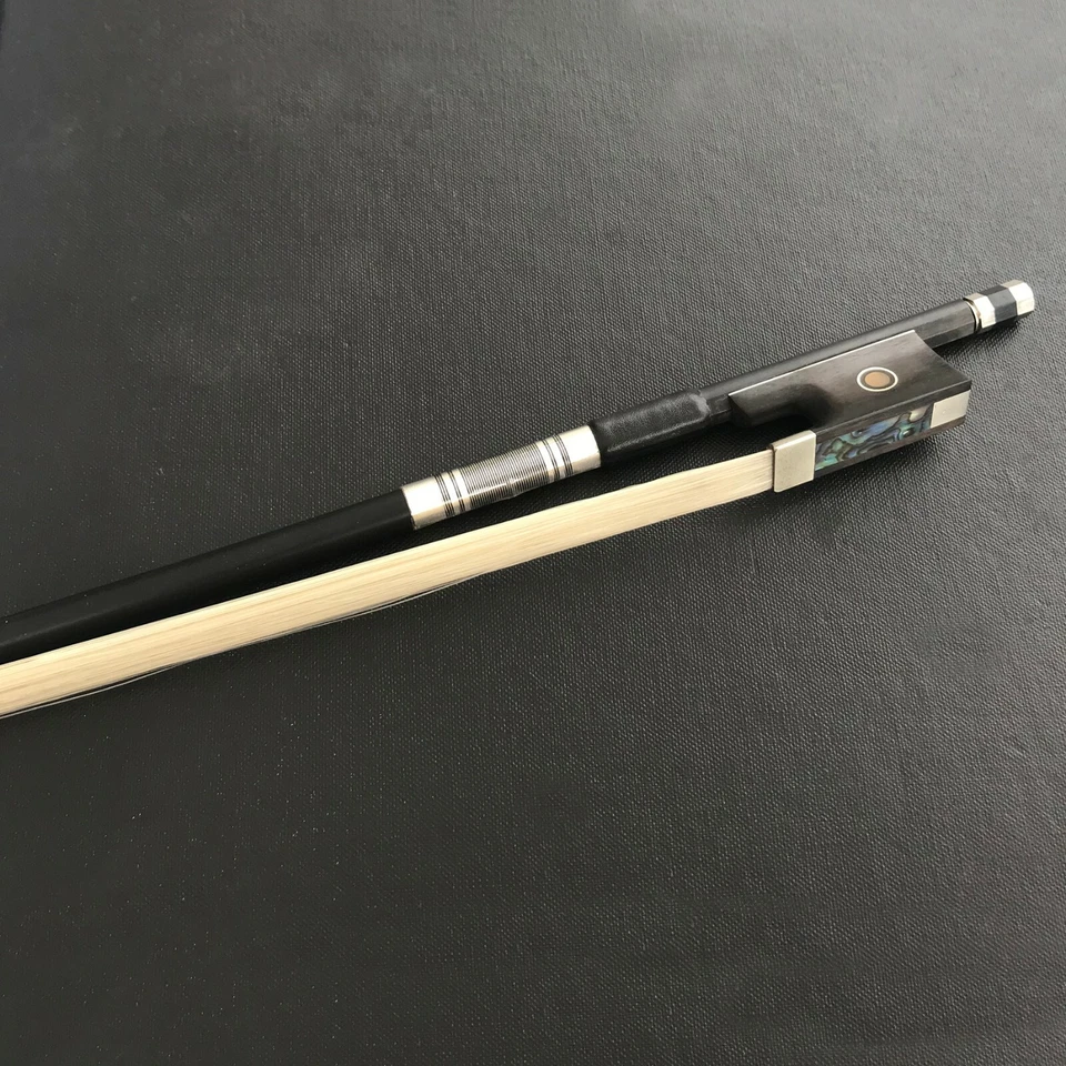 1/2 Carbon Fiber Violin Bow Size1/2 Real Horse Hair Round Stick Ebony Frog - Image 2 of 4