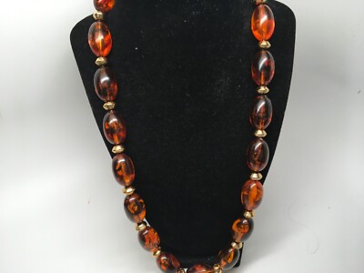 VTG CHUNKY OVAL SHAPED FAUX TORTOISE SHELL GOLD