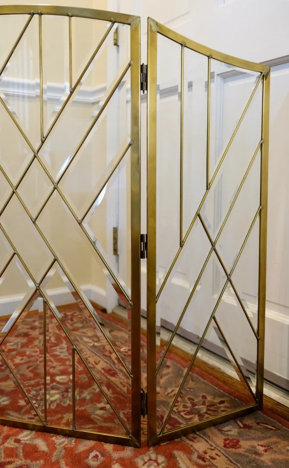 Pantalla de chimenea plegable de vidrio transparente bisel hecha a mano 51" x 33,75" NV04 Foto 3 de 4