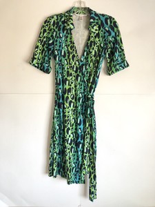 dvf green leopard dress