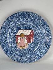 Laurie Gates Los Angeles Pottery Co Blue Stipple Friends Style - 11.5" Platter