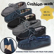 Mens Real Leather Suede Lined Comfort Slip On Classic Moccasin Full Slippers