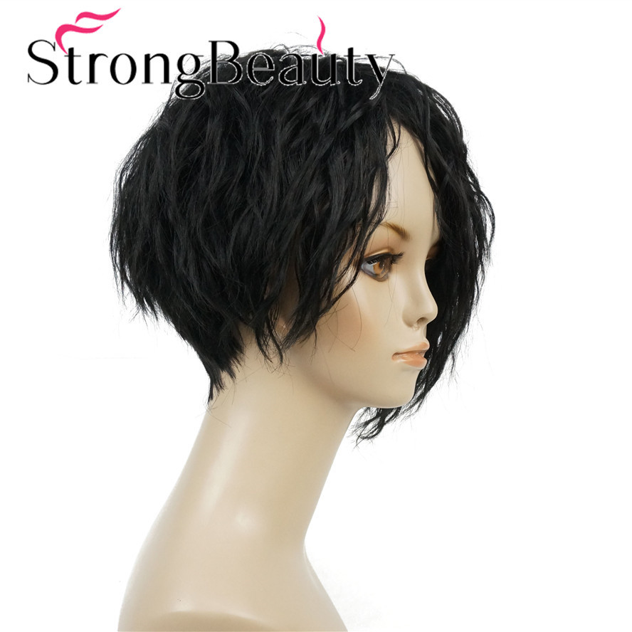 Asymmetric Inclined Bangs Black Short Curly Bob Natural  display picture 1