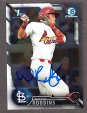 2016 BOWMAN CHROME BDC 7  Walker Robbins  CARDINALS  SIGNED AUTOGRAPH AUTO COA
