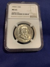 NGC 1954 S Franklin half .50 MS65 awesome Color / Toning / Luster Great Coin!