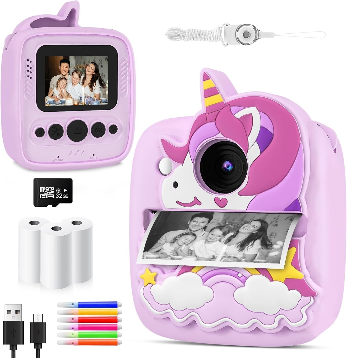 CHRERNA Kids Camera Instant Print, 48MP Instant Camera for Kids,1080P Kids Digit-image