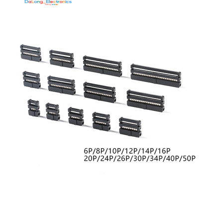 (100 Pcs)FC-6/8/10/12/14/16/20/24-50P 2.0mm Pitch Three-Piece Crimp Head IDC Con