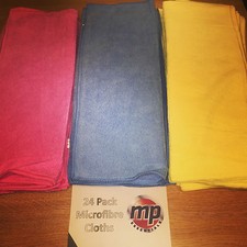 24 Pack Multi Use Home & Car Clean Microfibre Towel Cloths (Red, Blue & Yellow)