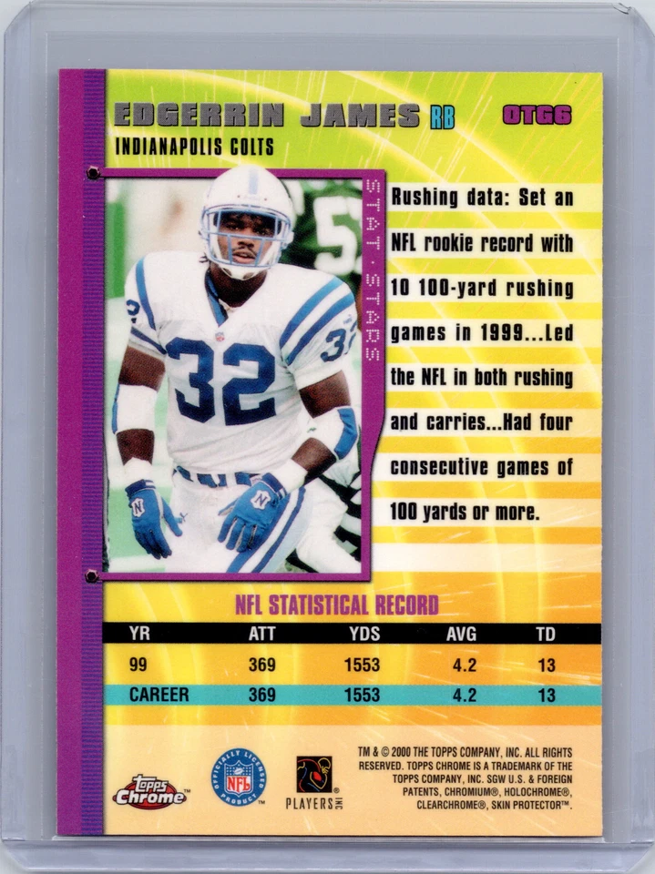 2000 Topps Chrome Own the Game Refractor Edgerrin James #OTG6 HOF - Image 2 of 2
