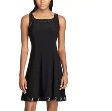 Women's Chaps Sequined Jersey Delphia Dress Black Sequin MSRP $100