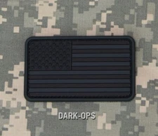 Morale Patch Milspec Monkey MSM - 3.4 x 2 USA US Flag PVC - DARK-OPS - NEW