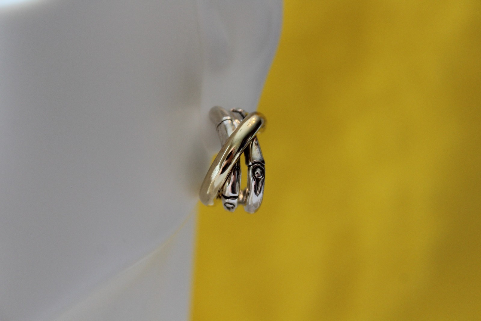 JOHN HARDY Bamboo Style J Hoop 18K Gold & Sterling Silver Twotone