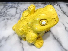 Vtg JARU CALIFORNIA POTTERY LUCKY FROG PARENT BABY Yellow Ceramic Bullfrog Toad