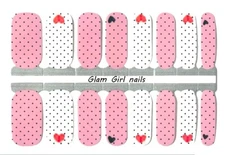 Polka Dot Hearts Valentine's Day Nail Polish Strips / Nail Wraps / Nail Stickers