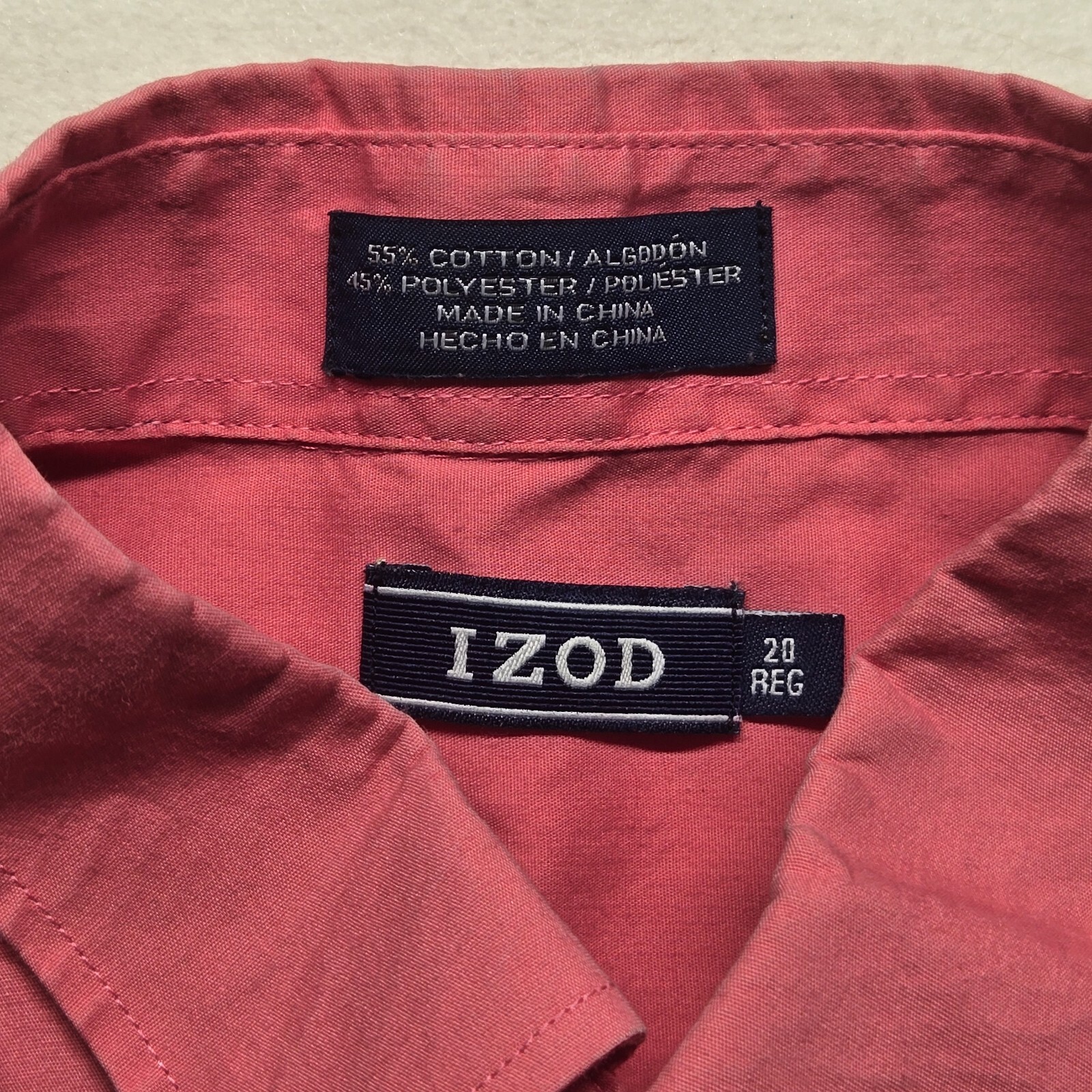 IZod Solid Pink Long Sleeve Collared Button Up Sh… - image 3