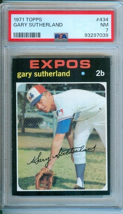 1971 Topps Baseball Card GARY SUTHERLAND #434 Montreal Expos PSA 7