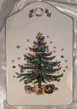 Nikko Christmastime Christmas Tree Ceramic Snack Cheese Board Tray Japan 8" X 5"
