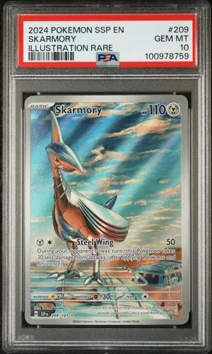 2024 Skarmory Illustration Rare Surging Sparks #209 PSA 10 GEM Pokemon English