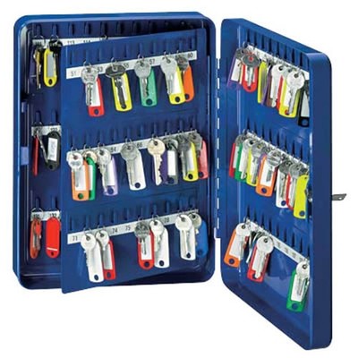 WEDO Schlüsselkasten blau mit 110 Haken, Sicherheitsschloss, 28,0 x 8,0 x...