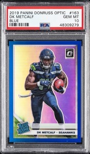 2019 PANINI DONRUSS OPTIC BLUE #163 DK METCALF #/150 PSA 10