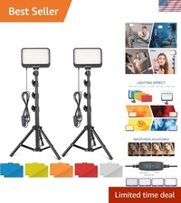 Versatile LED Lighting Kit with Adjustable Tripod  Color Filters for Streaming