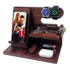 Gifts for Men Women Brother Boss Boyfriend Him Nightstand Organizer dark brown