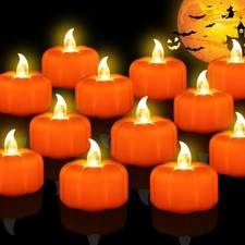 12 Pack Halloween Decorations Indoor Pumpkin Tea Lights Fall Table decor