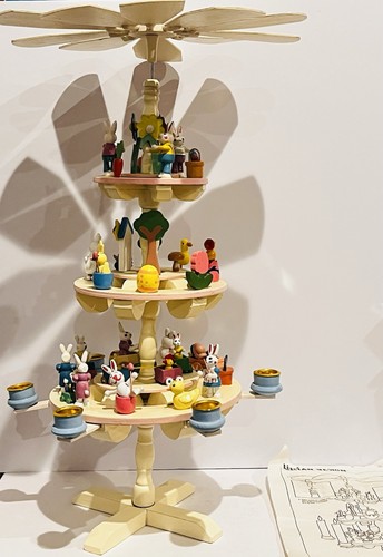 Vintage Easter Windmill Go Round Pyramid Wooden Carousel 3 Tier Lillian Vernon
