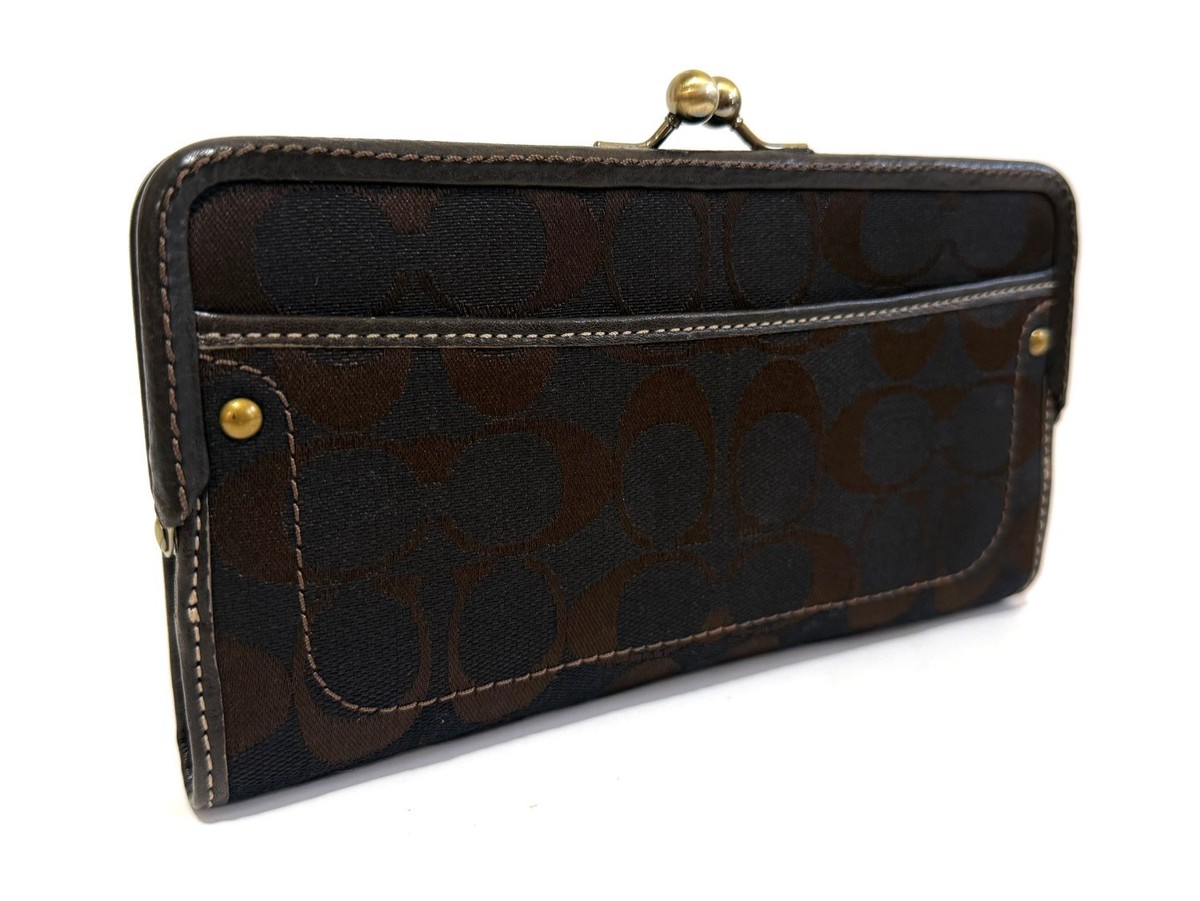 小物 Coach Signature Legacy Kisslock Wallet MINT Coach Vintage Y2k Legacy Signature Turnlock Kisslock Frame