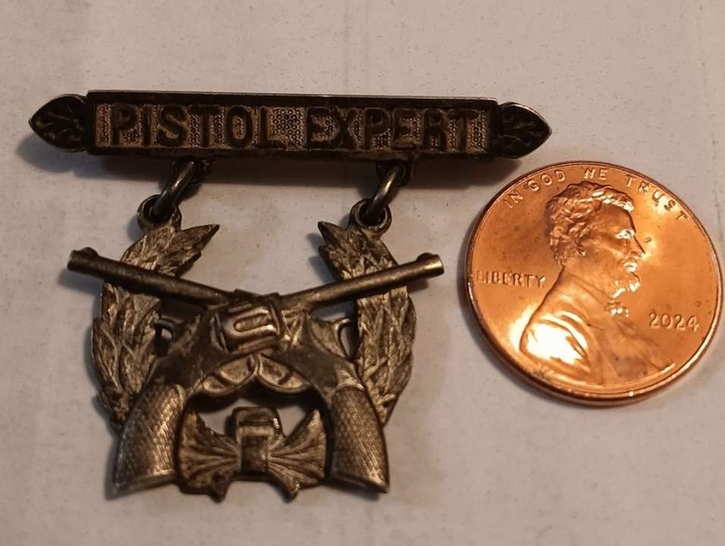 VERY RARE ORIGINAL PRE WW1 US MARINE CORPS PISTOL EXPERT BADGE - FREE SHIPPING