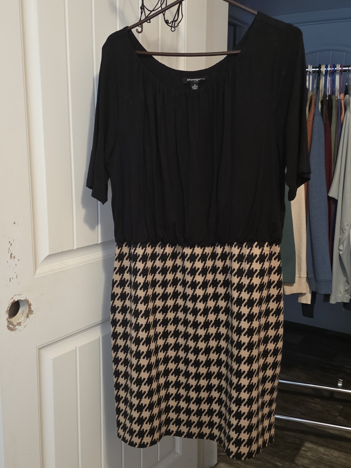 Size 16 Black & Tan Houndstooth Minidress