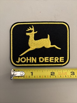 #ad John Deere Embroidered Iron on patch Quality Farm Equipment Black Gold Yellow $3.99