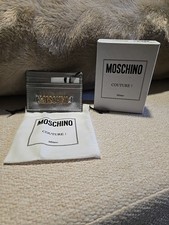 Astuccio porta carte logo Moschino Couture pelle argento nuovo con etichetta