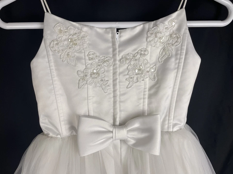 Vestido de princesa Olga Cassini David's novia niña flor talla 7 bailarina boda Foto 4 de 4