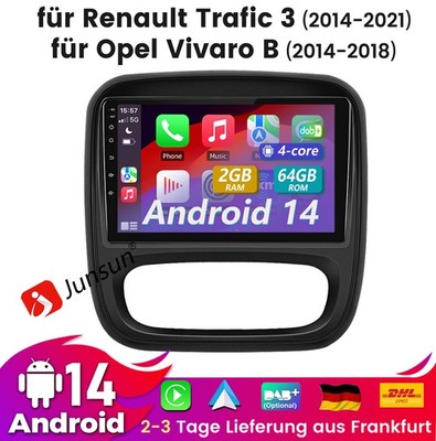 2G+64G CarPlay Android14 For Opel Vivaro B Renault Trafic Autoradio GPS Navi RDS