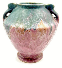 RARE ROSEVILLE 'CARNELIAN II' MOTTLED/DRIP GLAZE ARTS  CRAFTS VASE-PAPER LABEL