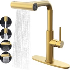 Brushed Champagne Gold Kitchen Faucet with Pull Down Sprayer for Any Sink