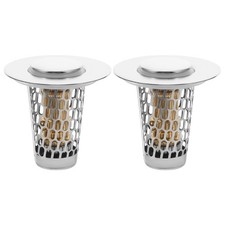 2 Pcs Stainless Steel Sink Hair Catcher Up Filter Stopper Bathroom Drain