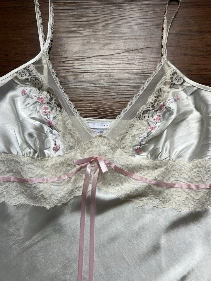 Vestido sin Mangas Vintage Y2K Grande Blanco Babydoll Floral Lentejuelas Encaje Bordado Mini Foto 2 de 4