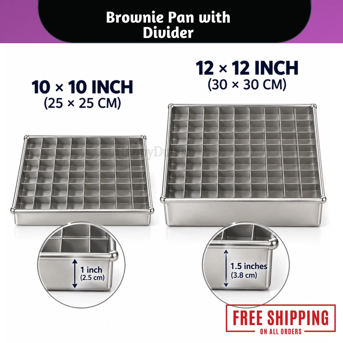 100 Schlitze Brownie Pfanne mit Schneider Quadrat Backblech Teiler Form 10'x10' 12'x12